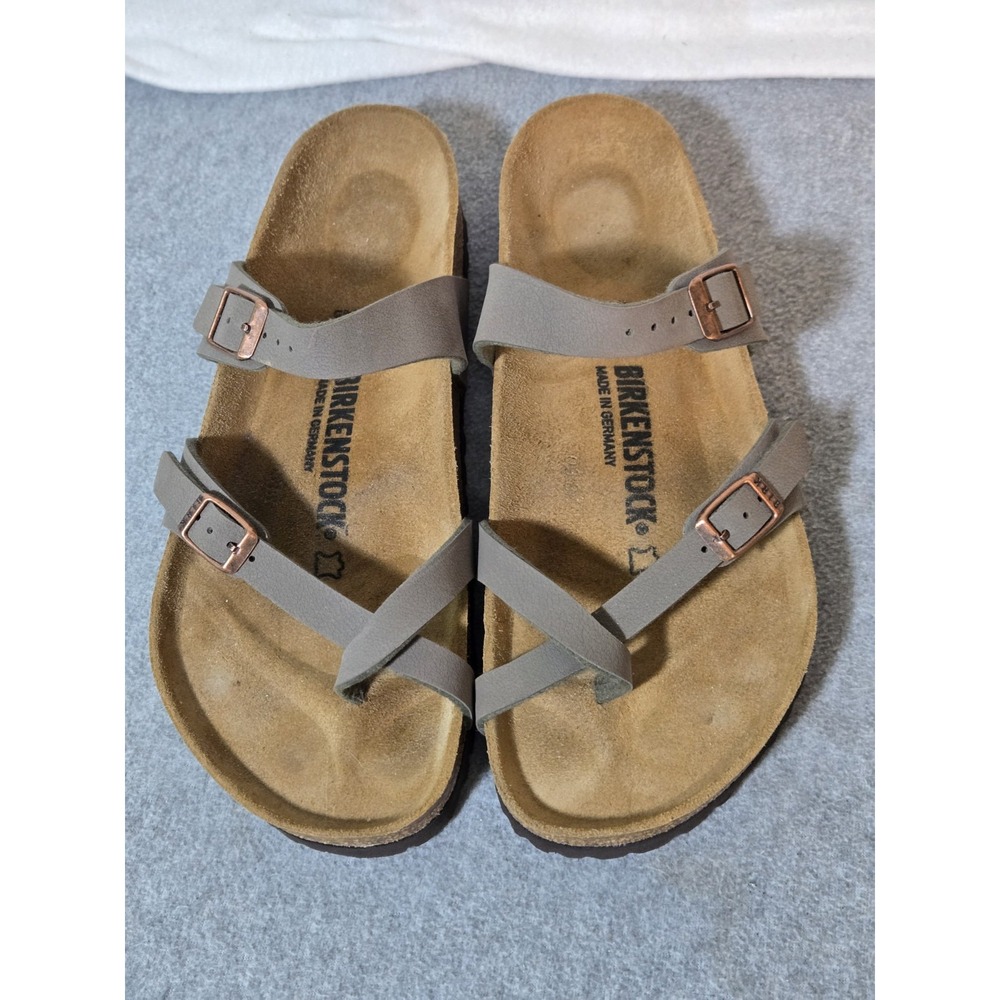 Birkenstock Mayari Stone Birkibuc Toe Loop Sandals EU 40 (W 9-9.5) EUC Boho Chic